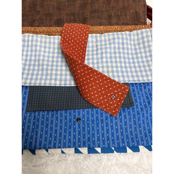 Handmade Quilted Patchwork Messenger Briefcase Bag Blue Red Brown OOAK - Picture 3 of 14